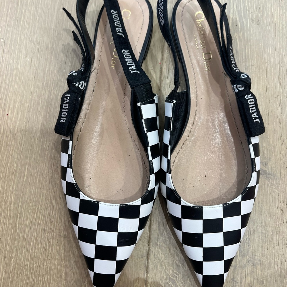 Dior Black and White Checkered Flats 41